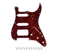 Banworks Strat HSS Pickguard with 2-Screw Round Corner Open Humbucker Cutout, 4-Ply 11-Hole Strat Scratch Plate for USA/Mexican Fender Stratocaster Strat ST JT/HB-44 Dark Brown Tortoiseshell