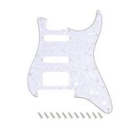 Banworks Strat HSS Pickguard with 2-Screw Round Corner Open Humbucker Cutout and FR Bridge Cutout, 4-Ply 11-Hole Strat Scratch Plate for USA/Mexican Fender Stratocaster Strat ST JT/HB-46 White Pearl