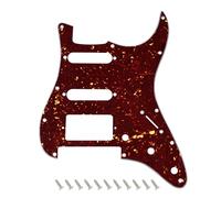 Banworks Strat HSS Pickguard with FR Bridge Cutout, Square Corner Humbucker Cutout, Fits Covered & Open Humbucker, 4-Ply 11-Hole ST Scratch Plate for USA/Mex Fender Strat JT/HB-47 Dark Brown Tortoise