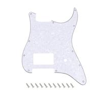 Banworks Strat Pickguard with Single Square Corner Humbucker and Volume Control Cutout, 4-Ply 11-Hole Strat Scratch Plate for USA/Mexican Fender Tom Delonge Stratocaster JT/HB-31 White Pearl
