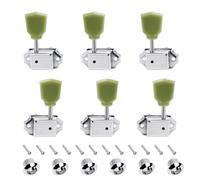 Banworks Vintage '50s Style Guitar Tuning Pegs Keys 15:1 Ratio 3L3R Guitar String Tuning Machines 8mm (5/16") Peg Holes for Les Paul LP SG ES Pack of 6 JT/JXQ-06 Chrome with Green Keystone Button