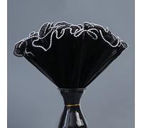 Banxidi Korean Style Ruffle Yarn Floral Wrapping Paper 1 Roll Florist Supplies Waterproof Flower Bouquet Wrapping Paper Floral Supplies for Fresh Flowers,DIY Crafts, 11in x 14.8ft (Pearl Yarn Black)