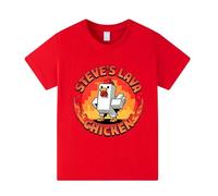 Banxidi Lava Chicken Girls Boys T-Shirts Kids Tops 100% Cotton for 1-11 Years Red