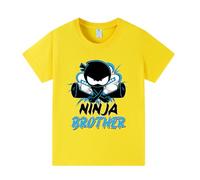 Banxidi Ninja Kidz Boys' 100% Cotton Short Sleeve Summer Vacation Graphic T-Shirt, Cool Prints for Outdoor Play and Daily Wear Yellow