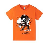 Banxidi Ninja Kidz Boys' 100% Cotton Short Sleeve Summer Vacation Graphic T-Shirt, Cool Prints for Outdoor Play and Daily Wear Orange