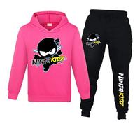Banxidi Ninja Kidz Boys Tracksuit Hoodies Kids Sweatshirt Long Sleeve for 2-piece Sets Sportswear Clothing 2-13Years Rose red-120CM