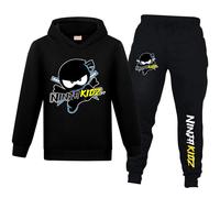 Banxidi Ninja Kidz Boys Tracksuit Hoodies Kids Sweatshirt Long Sleeve for 2-piece Sets Sportswear Clothing 2-13Years black-150CM