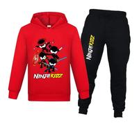 Banxidi Ninja Kidz Boys Tracksuit Hoodies Kids Sweatshirt Long Sleeve for 2-piece Sets Sportswear Clothing 2-13Years red01-140CM