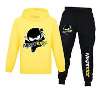 Banxidi Ninja Kidz Boys Tracksuit Hoodies Kids Sweatshirt Long Sleeve for 2-piece Sets Sportswear Clothing 2-13Years yellow-130CM