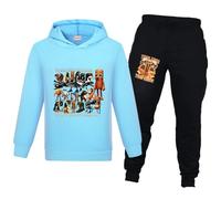 Banxidi Tung Tung Tung Sahur Boys tracksuits Tralalero Tralala Girls Kids Hoodies Italian Brainrot Sweatshirt Sets Ages2-13 Blue-160CM