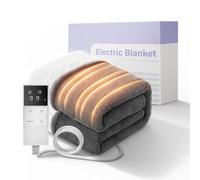 banxye Heated Blanket 160x120cm, Safe Electric Blanket Throw for Sofa, 9 Heat Settings with Fast Heating, 1-9H Auto-Off, 200GSM Plush Dual-Side Fleece & Sherpa, Machine Washable