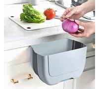 BanYakong Hanging Folding Mini Trash Can for Kitchen Cabinet Door, Small Collapsible Garbage Bin Under Sink,Wall Mounted Folding Waste Bin Mini Garbage Container for CabinetBedroomBathroom (3L)