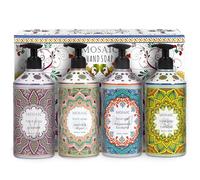 Banyce Mosaic Liquid Hand Soap/Wash Gift Set Ideal Bathroom Kitchen Hand Soap Set, Lavender + Mandorin & Argan + Peppermint & Eucalyptus + Chamomile, 4 x 25.6 ml Each Liquid Soap Bottle