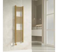 Banyetti Aureli Brushed Brass Electric Ladder Towel Rail Radiator - 1200mm x 300mm