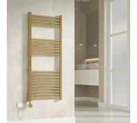 Banyetti Aureli Brushed Brass Electric Ladder Towel Rail Radiator - 1200mm x 500mm