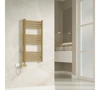 Banyetti Aureli Brushed Brass Electric Ladder Towel Rail Radiator - 800mm x 400mm