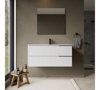 Banyetti Celtic 1000mm Wall Hung Bathroom Vanity Unit with Athena Basin - Gloss White Banyetti White