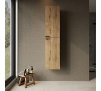 Banyetti Celtic 1500mm Wall Hung Tall Cabinet with Matt Black Handles - Ostippo Oak Banyetti Light Oak One Size