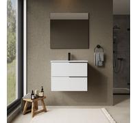 Banyetti Celtic 600mm Wall Hung Bathroom Vanity Unit with Athena Basin - Gloss White Banyetti White