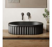 Banyetti Conca 550mm Oval Fluted Countertop Basin - Matt Black