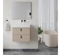 Banyetti Invicta 600mm Wall Hung Vanity Unit With Veneto 0 Tap Hole Basin - Cashmere