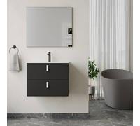 Banyetti Invicta 600mm WallHung Vanity with Athena Basin-Black in Black Banyetti Black