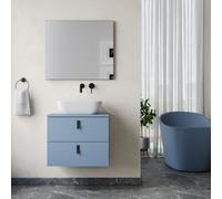 Banyetti Invicta 600mm WallHung Vanity with Matching Worktop-Blue in Blue Banyetti Blue