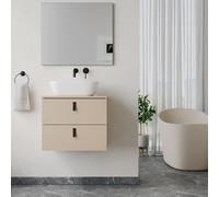 Banyetti Invicta 600mm WallHung Vanity with Matching Worktop-Cashmere in Beige Banyetti Beige