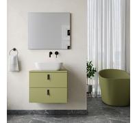 Banyetti Invicta 600mm WallHung Vanity with Matching Worktop-Sage Green Banyetti Green
