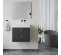 Banyetti Invicta 600mm WallHung Vanity with Veneto 0TH Basin-Black in Black Banyetti Black