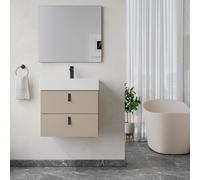 Banyetti Invicta 600mm WallHung Vanity with Veneto 1 TH Basin-Cashmere in Beige Banyetti Beige