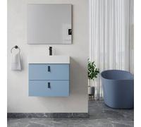 Banyetti Invicta 600mm WallHung Vanity with Veneto 1TH Basin-Blue in Blue Banyetti Blue
