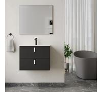 Banyetti Invicta Matt Black Wall Hung Vanity Unit with Lira Basin Banyetti Black
