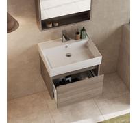 Banyetti Mino 600mm WallHung Vanity Unit with Veneto 1 TH Basin-Nebraska Oak in Brown Banyetti Brown