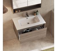 Banyetti Mino 800mm WallHung Vanity Unit with Athena Basin-Nebraska Oak in Brown Banyetti Brown