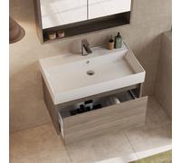 Banyetti Mino 800mm WallHung Vanity Unit with Veneto 1 TH Basin-Nebraska Oak in Brown Banyetti Brown