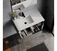 Banyetti Siena 800mm WallHung Vanity Unit with Matt Black Handles - Stone Grey Banyetti Grey