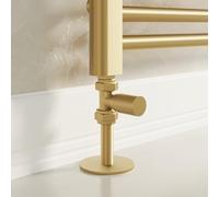 Banyetti Straight Radiator Valves, Brushed Brass, Set of 2, Modern Design