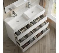 Banyetti Vatilla 1200mm Floorstanding Vanity with Veneto 2 Tap Hole Basin - Gloss White Banyetti White