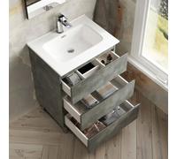 Banyetti Vatilla 600mm Floorstanding Vanity Unit with Athena Basin - Cemento Grey Banyetti Grey