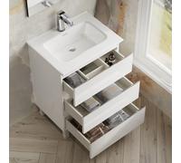 Banyetti Vatilla 600mm Floorstanding Vanity Unit with Athena Basin-Gloss White Banyetti White