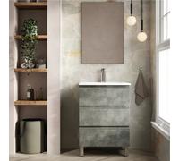 Banyetti Vatilla 600mm Floorstanding Vanity Unit With Lira Basin - Cemento Grey