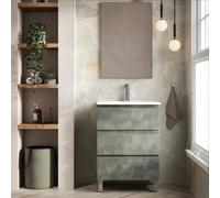 Banyetti Vatilla 600mm Floorstanding Vanity Unit with Lira Basin-Cemento Grey Banyetti Grey