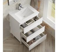 Banyetti Vatilla 600mm Floorstanding Vanity Unit with Lira Basin - Gloss White Banyetti White