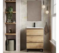 Banyetti Vatilla 600mm Floorstanding Vanity Unit with Lira Basin - Ostippo Oak in Light Oak Banyetti Light Oak