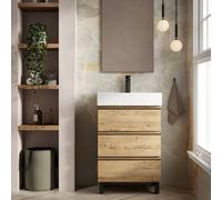 Banyetti Vatilla 600mm Floorstanding Vanity Unit With Veneto 1 Tap Hole Basin - Ostippo Oak
