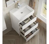 Banyetti Vatilla 600mm Floorstanding Vanity with Veneto 1 Tap Hole Basin - Gloss White Banyetti White