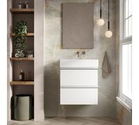Banyetti Vatilla 600mm Wall Hung Basin Unit With Veneto 0 Tap Hole Basin - Gloss White