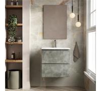 Banyetti Vatilla 600mm Wall Hung Vanity Unit With Lira Basin - Cemento Grey