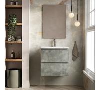 Banyetti Vatilla 600mm Wall Hung Vanity Unit with Lira Basin - Cemento Grey Banyetti Grey